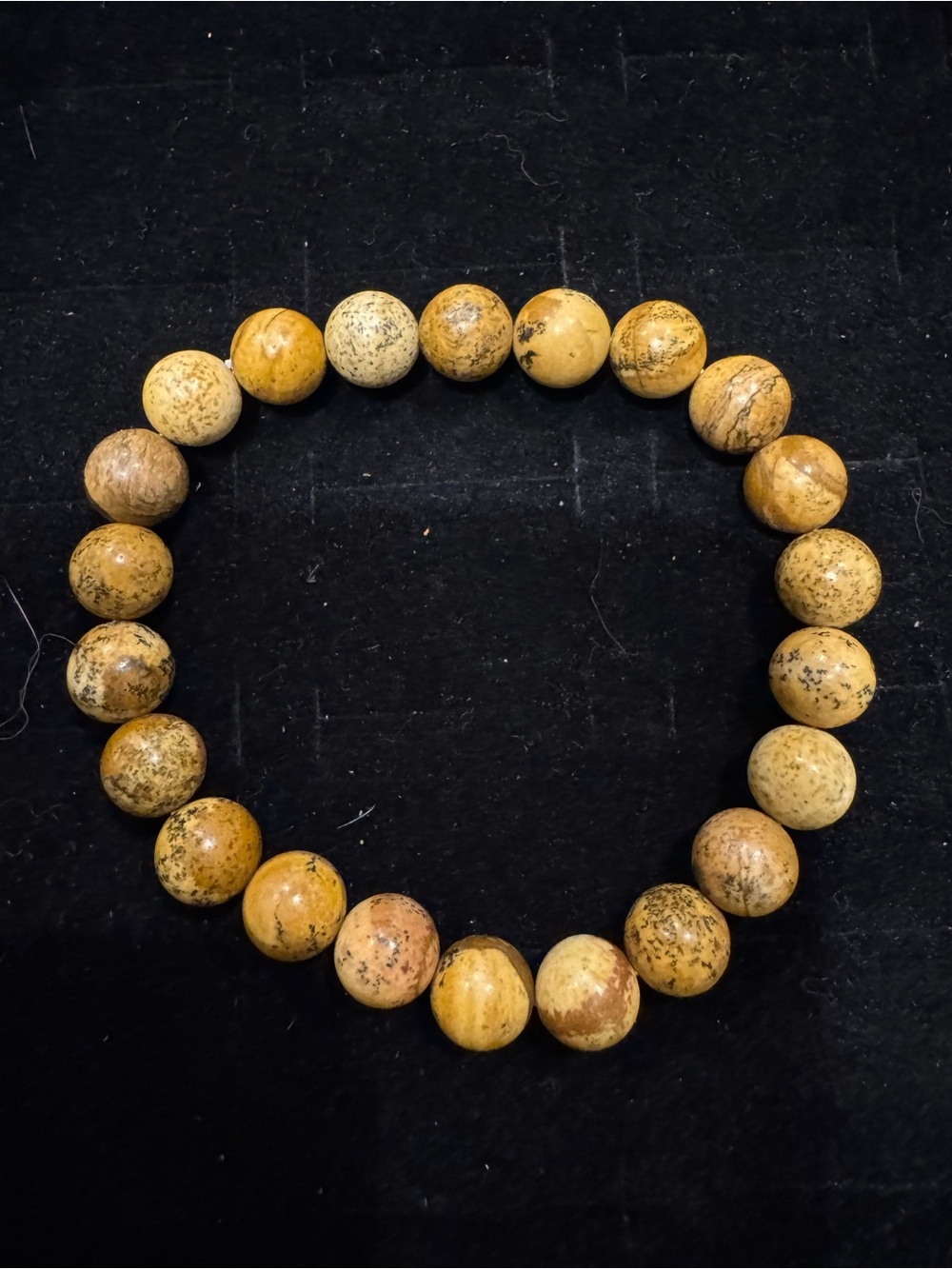Natural Picture Jasper Stone Beaded Stretch Bracelet Earth Tone Round Beads
